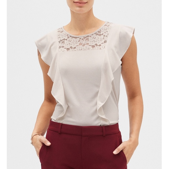 Banana Republic Factory Tops - NWT Banana Republic Crepe Lace Yoke Flutter Top, L